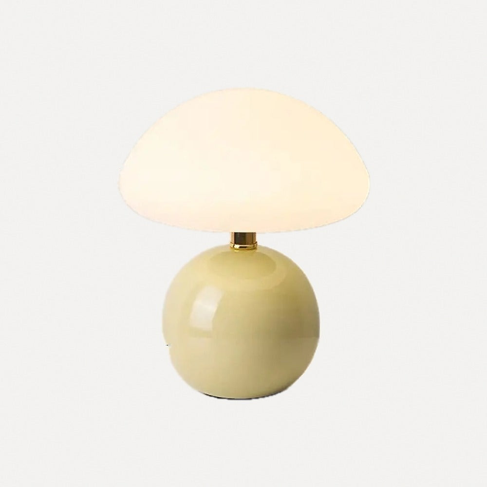 Lampe à poser champignon, pied en céramique – Grasse, finition crème