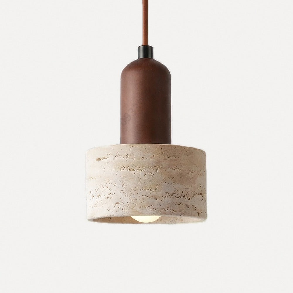 Suspension en pierre naturelle, travertin ou marbre – Gubbio, finition travertin, noyer / Blanc chaud 3000 K