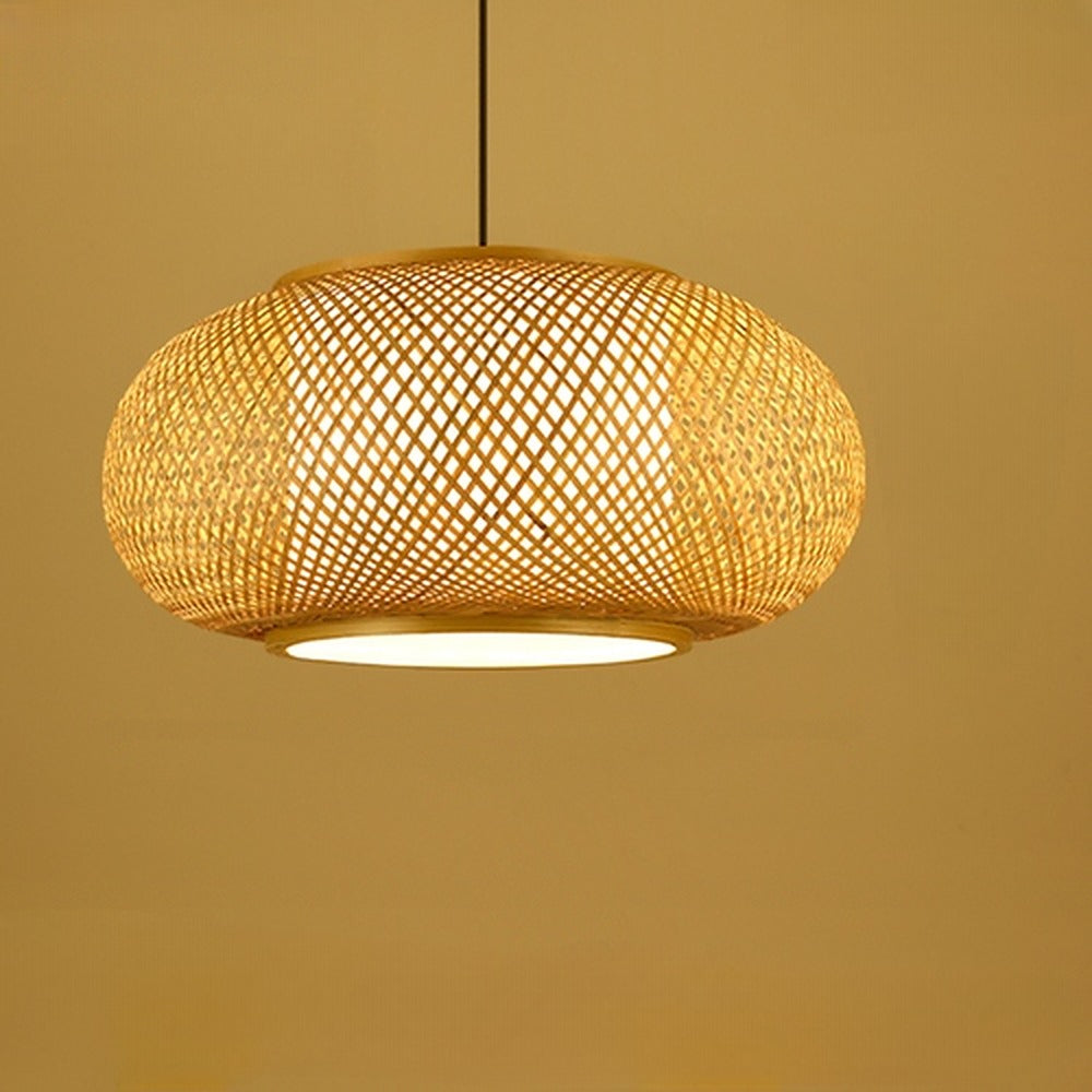 Suspension lanterne en bambou tressé – Gujo, finition ø 40 cm