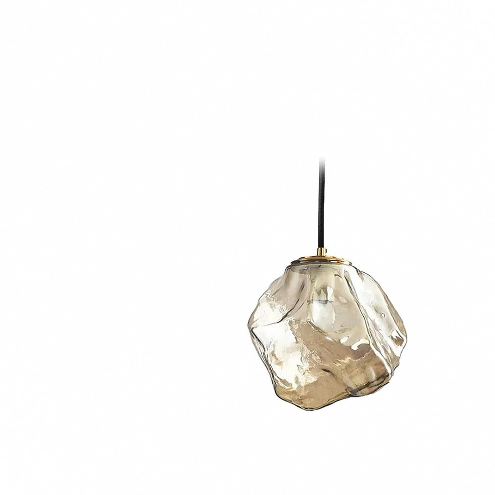 Suspension glaçon en verre, cognac, fumé ou transparent – Hakuba, finition cognac, petit