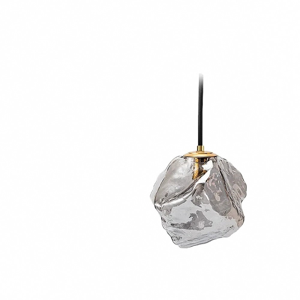 Suspension glaçon en verre, cognac, fumé ou transparent – Hakuba, finition gris fumé, petit