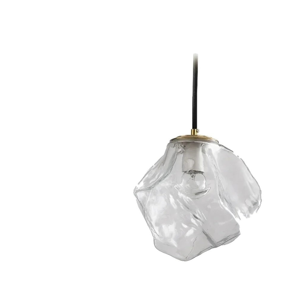 Suspension glaçon en verre, cognac, fumé ou transparent – Hakuba, finition transparent, grand