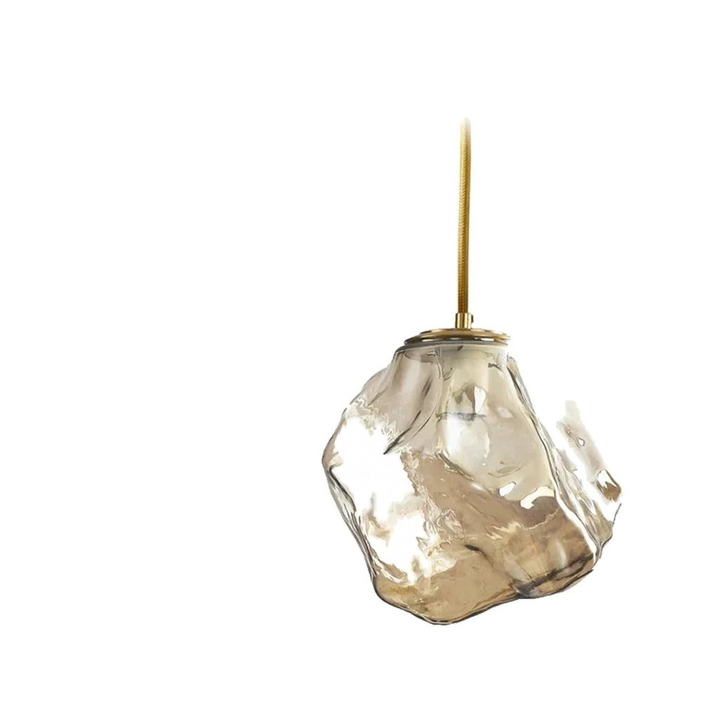 Suspension glaçon en verre, cognac, fumé ou transparent – Hakuba, finition cognac, grand