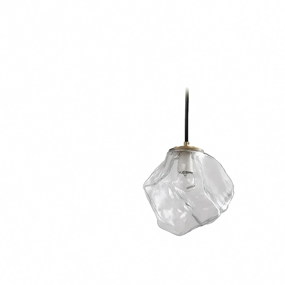 Suspension glaçon en verre, cognac, fumé ou transparent – Hakuba, finition transparent, petit