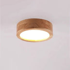 Plafonnier tambour en bois massif, plat ou sur tige – Hossegor, finition bois clair, plat