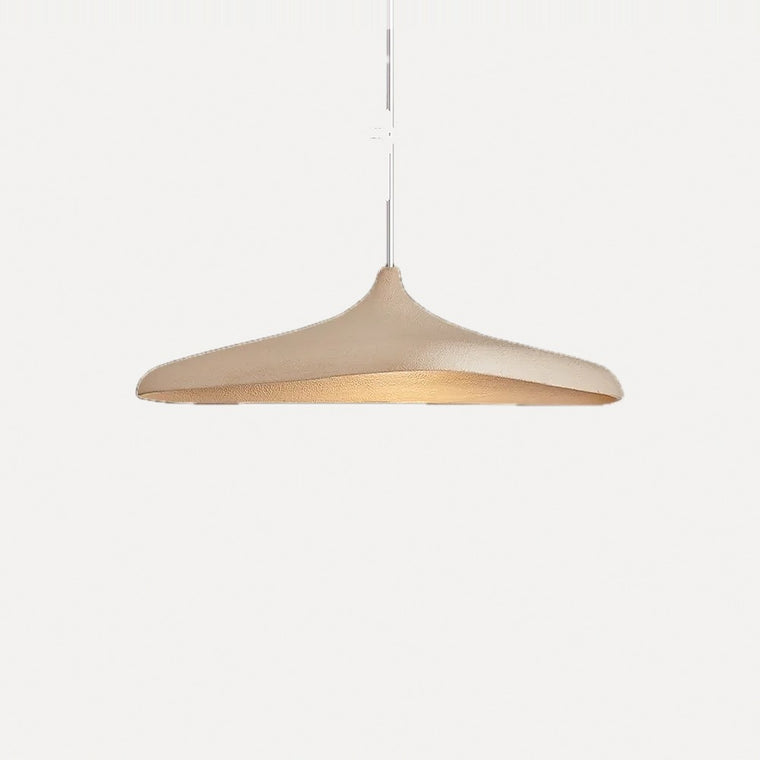 Grande suspension wabi-sabi effet enduit, 80 cm – Imbe, sur fond blanc