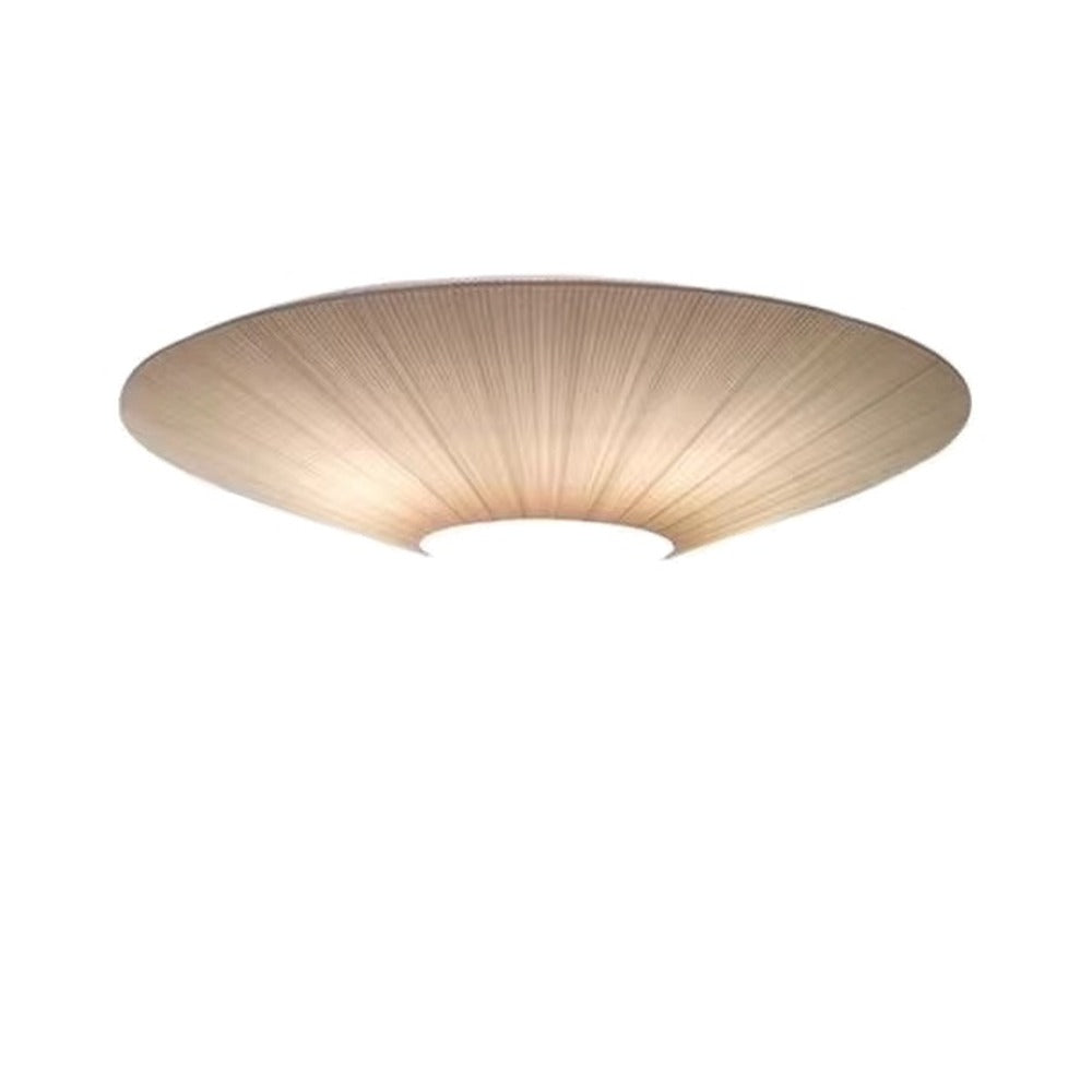 Plafonnier soucoupe en tissu tendu, blanc ou beige – Ine, finition beige, Ø 80 cm