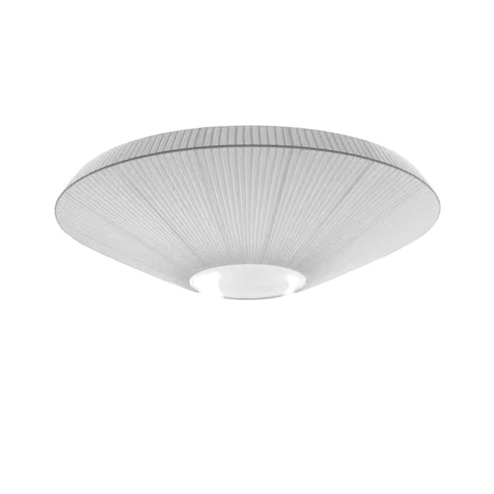 Plafonnier soucoupe en tissu tendu, blanc ou beige – Ine, finition blanc, Ø 60 cm