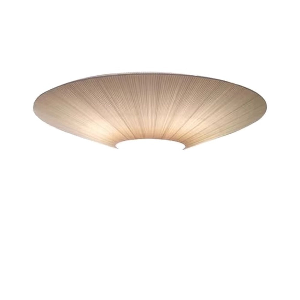 Plafonnier soucoupe en tissu tendu, blanc ou beige – Ine, finition beige, Ø 60 cm