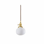 Suspension en céramique blanche plissée japonaise – Kanazawa, finition boule cannelée Ø 14 cm / Ampoule LED 4 W blanc chaud