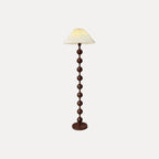 Lampadaire bambou massif et abat-jour en tissu, cinq modèles – Kawagoe, finition modèle C, plissé