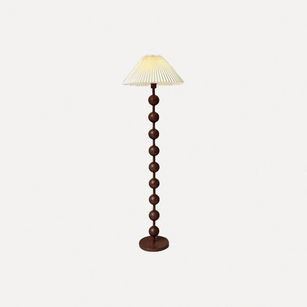 Lampadaire bambou massif et abat-jour en tissu, cinq modèles – Kawagoe, finition modèle C, plissé