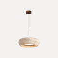 Suspension disque en travertin wabi-sabi – Kiso, finition ø 20 × 7 cm / Blanc chaud 3000 K