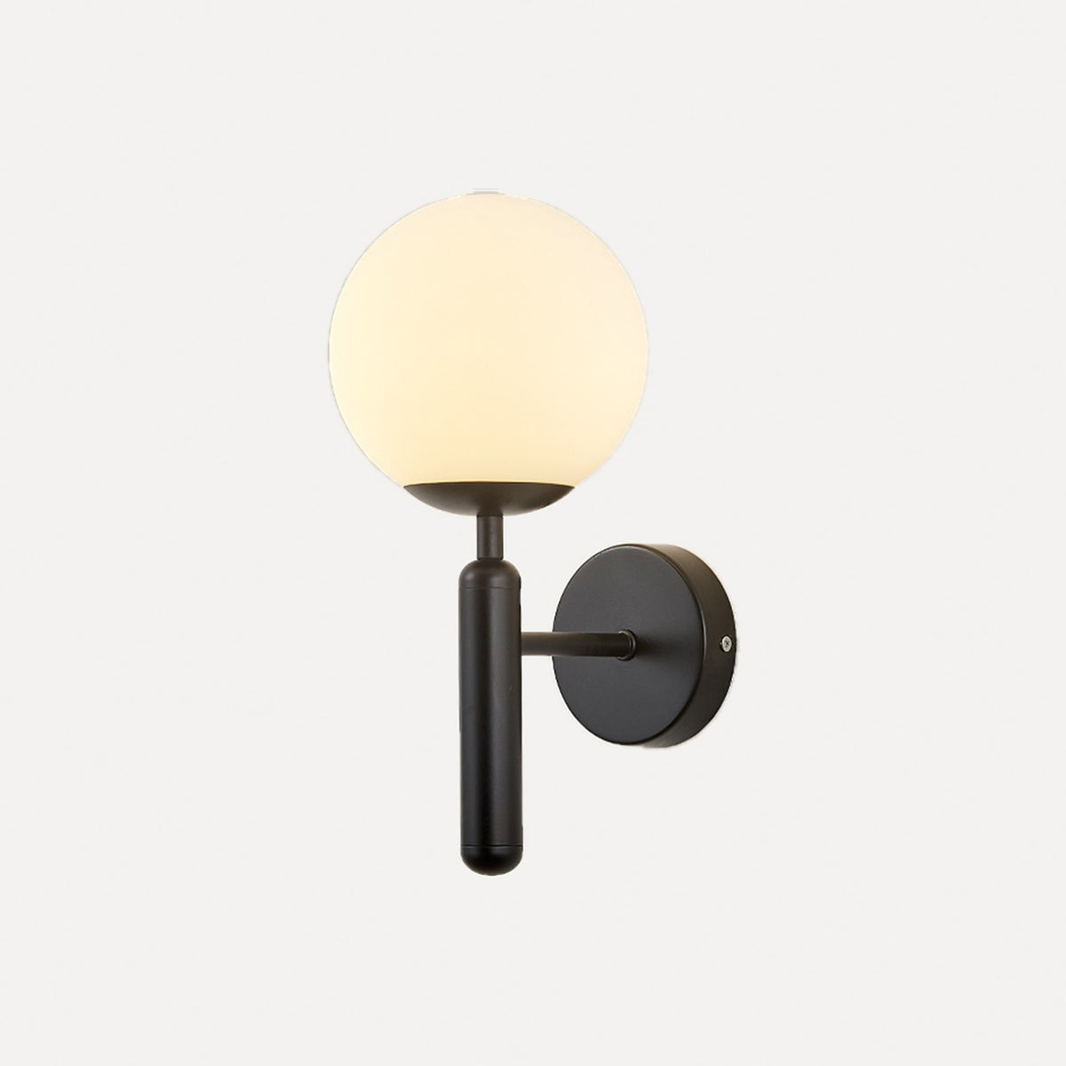 Applique globe opalin sur tige, dorée ou noire – Lancry, finition noir