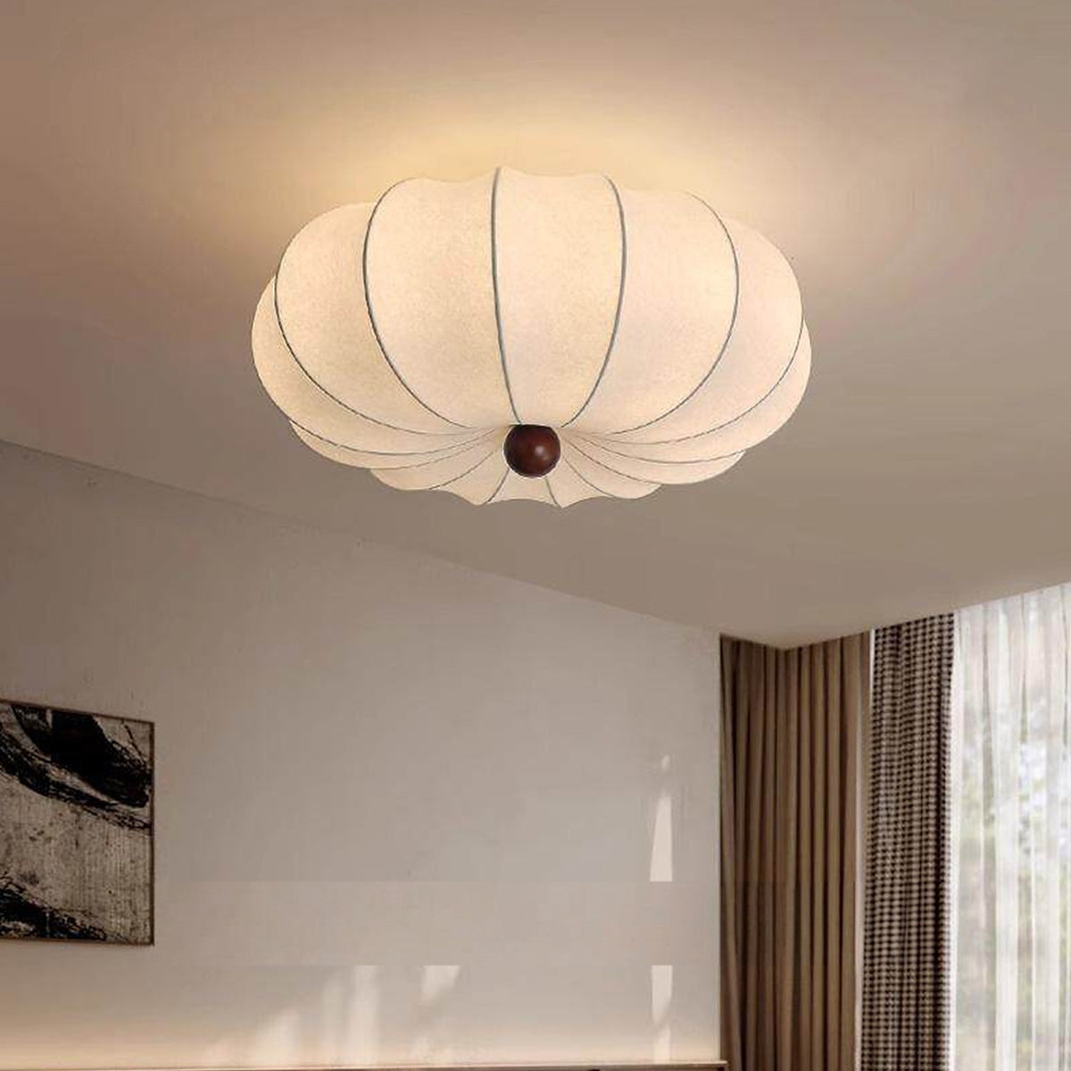 Plafonnier lanterne en soie, Ø 40 à 60 cm – Lantosque, vue d’ambiance