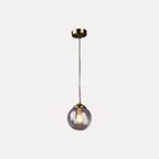 Suspension boule en verre, douille dorée – Lucca, finition transparent / Ø 15 cm