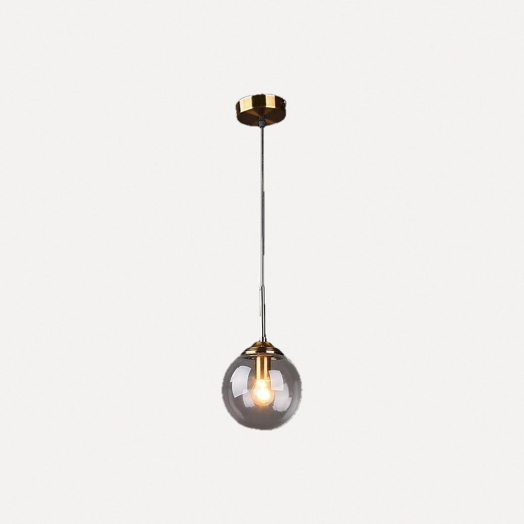 Suspension boule en verre, douille dorée – Lucca, finition transparent / Ø 15 cm