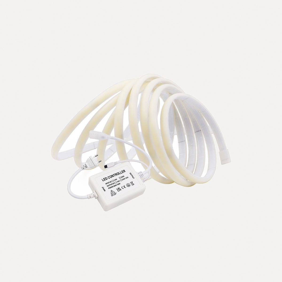 Néon LED COB blanc chaud 230 V pilotable, 5 à 30 m – Lunel, version télécommande