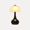 Lampe sans fil, dôme de verre festonné et pied noir – Maiori, sur fond blanc