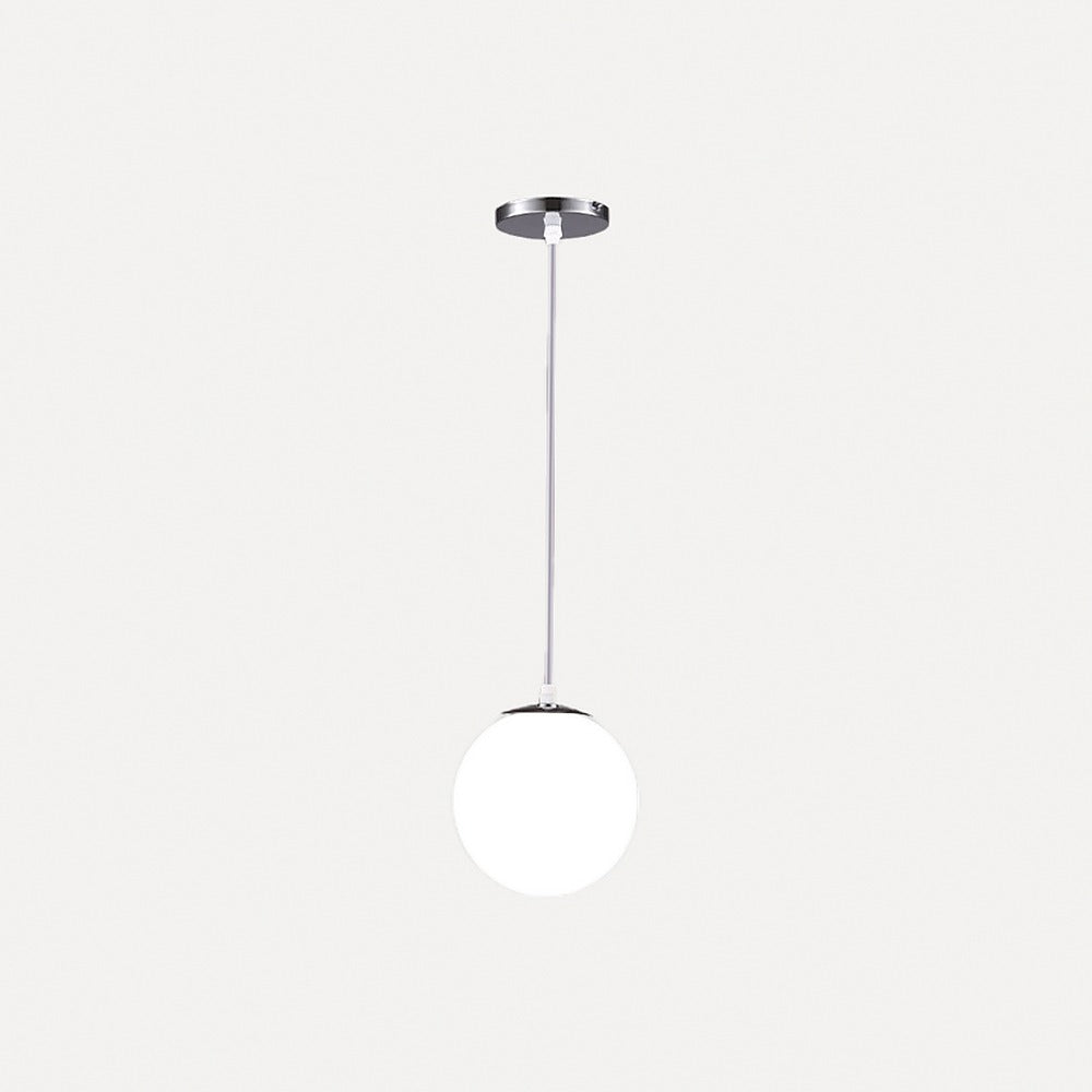 Suspension globe en verre opalin, Ø 10 à 25 cm – Marais, finition chromé, Ø 18 cm / Blanc chaud
