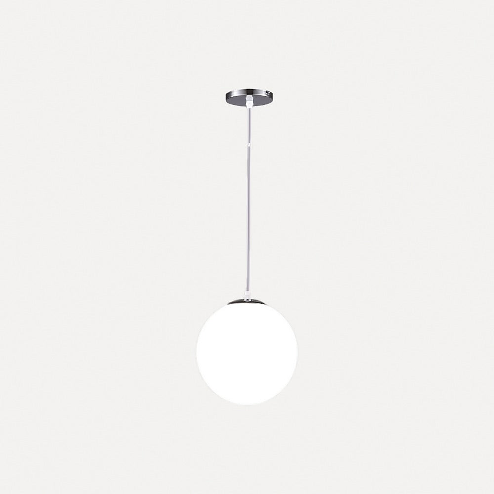 Suspension globe en verre opalin, Ø 10 à 25 cm – Marais, finition chromé, Ø 25 cm / Blanc chaud