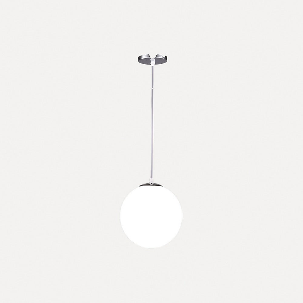 Suspension globe en verre opalin, Ø 10 à 25 cm – Marais, finition chromé, Ø 20 cm / Blanc chaud
