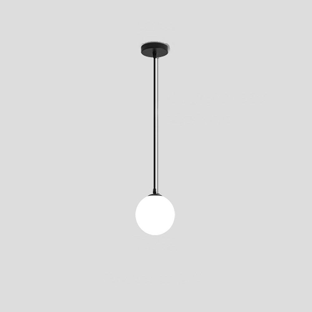 Suspension globe en verre opalin, Ø 10 à 25 cm – Marais, finition noir, Ø 12 cm / Blanc chaud