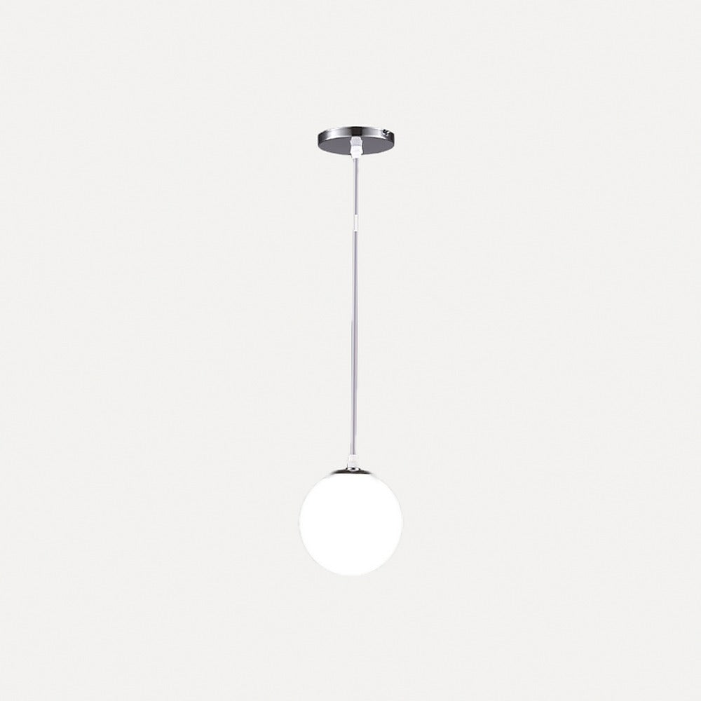 Suspension globe en verre opalin, Ø 10 à 25 cm – Marais, finition chromé, Ø 10 cm / Blanc chaud