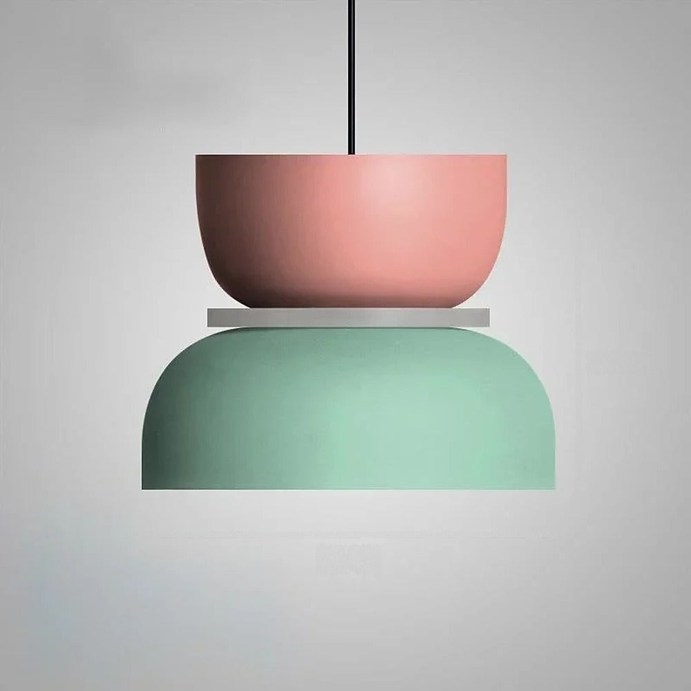 Suspension bicolore en métal laqué, style scandinave – Menton, finition moyenne, Ø 22 cm / Jaune / Orange