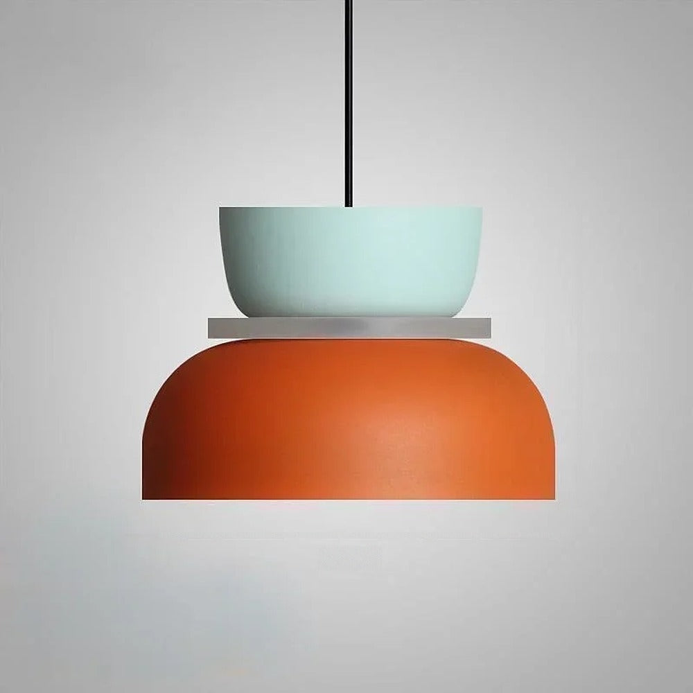 Suspension bicolore en métal laqué, style scandinave – Menton, finition grande, Ø 29 cm / Bleu ciel / Bleu nuit