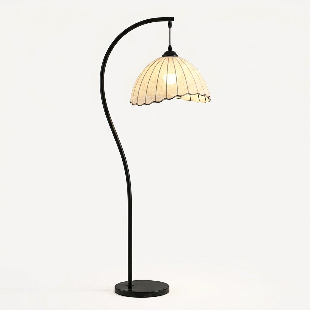 Lampadaire rétro, abat-jour en lin, H 155 cm – Asolo, sur fond uni