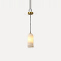 Suspension en marbre veiné et cuivre doré, Ø 10 cm – Modica, finition blanc chaud
