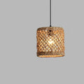 Suspension lanterne en rotin tressé, esprit bohème – Mojácar, finition cylindre 20 × 20 cm / Blanc chaud / Blanc