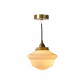 Suspension école en verre opalin rétro – Monceau, finition école crème à gradins Ø 20 cm / Ampoule LED 4 W fournie