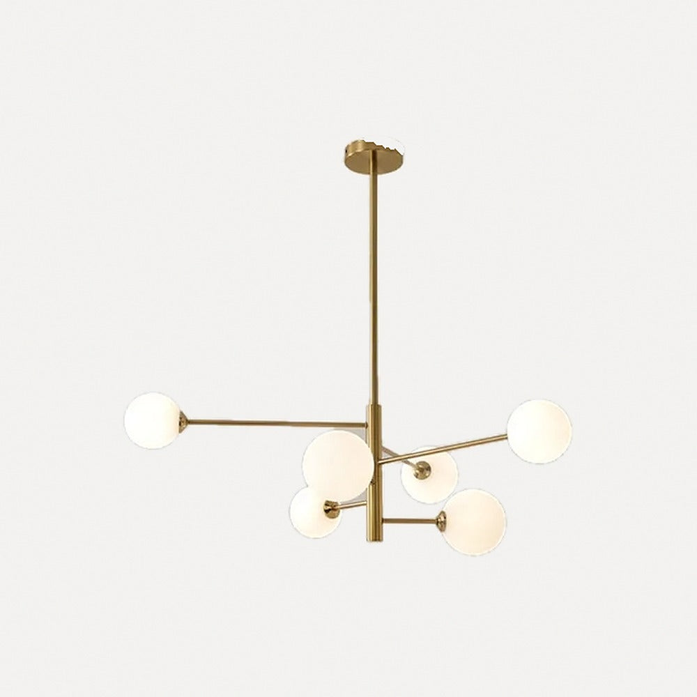 Lustre moléculaire à globes de verre, 6 ou 8 lumières – Montefalco, finition six lumières, doré / Verre transparent