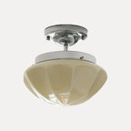 Plafonnier rétro en verre blanc jade et laiton vieilli – Montolieu, sur fond blanc