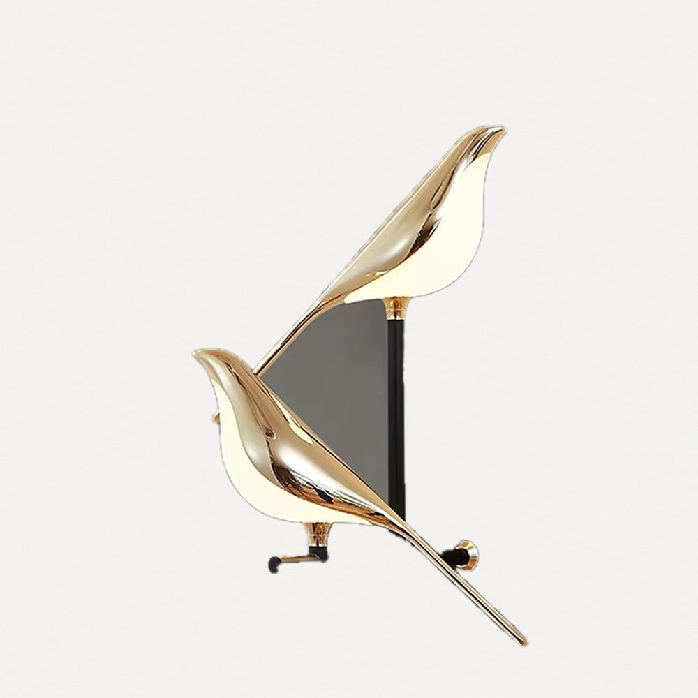 Applique oiseau doré sur sa branche, un ou deux oiseaux – Najac, finition deux oiseaux