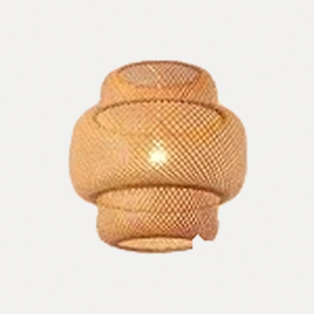 Suspension lanterne en bambou tressé bohème – Nerja, finition lanterne étagée Ø 30 cm / Sans ampoule