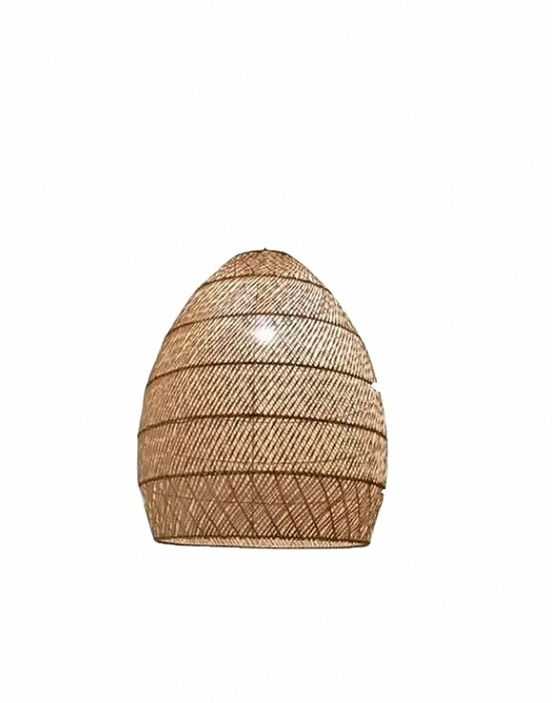 Suspension cocon en rotin tressé japonaise – Nikko, finition ogive naturelle Ø 55 cm / Blanc chaud 3000 K