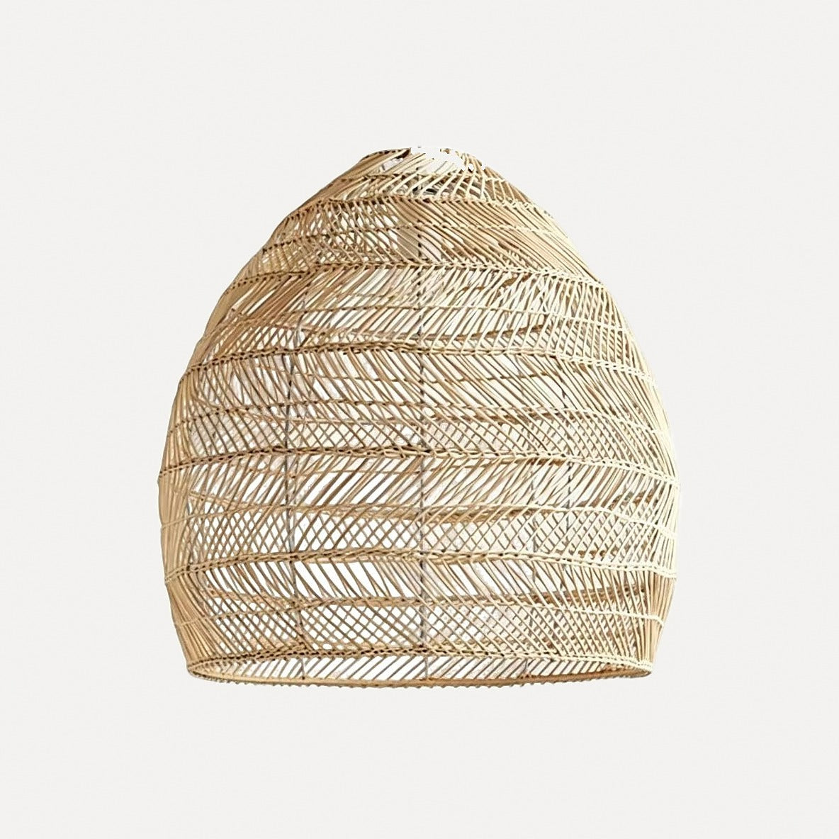 Suspension cocon en rotin tressé japonaise – Nikko, finition cloche naturelle Ø 35 cm / Blanc chaud 3000 K