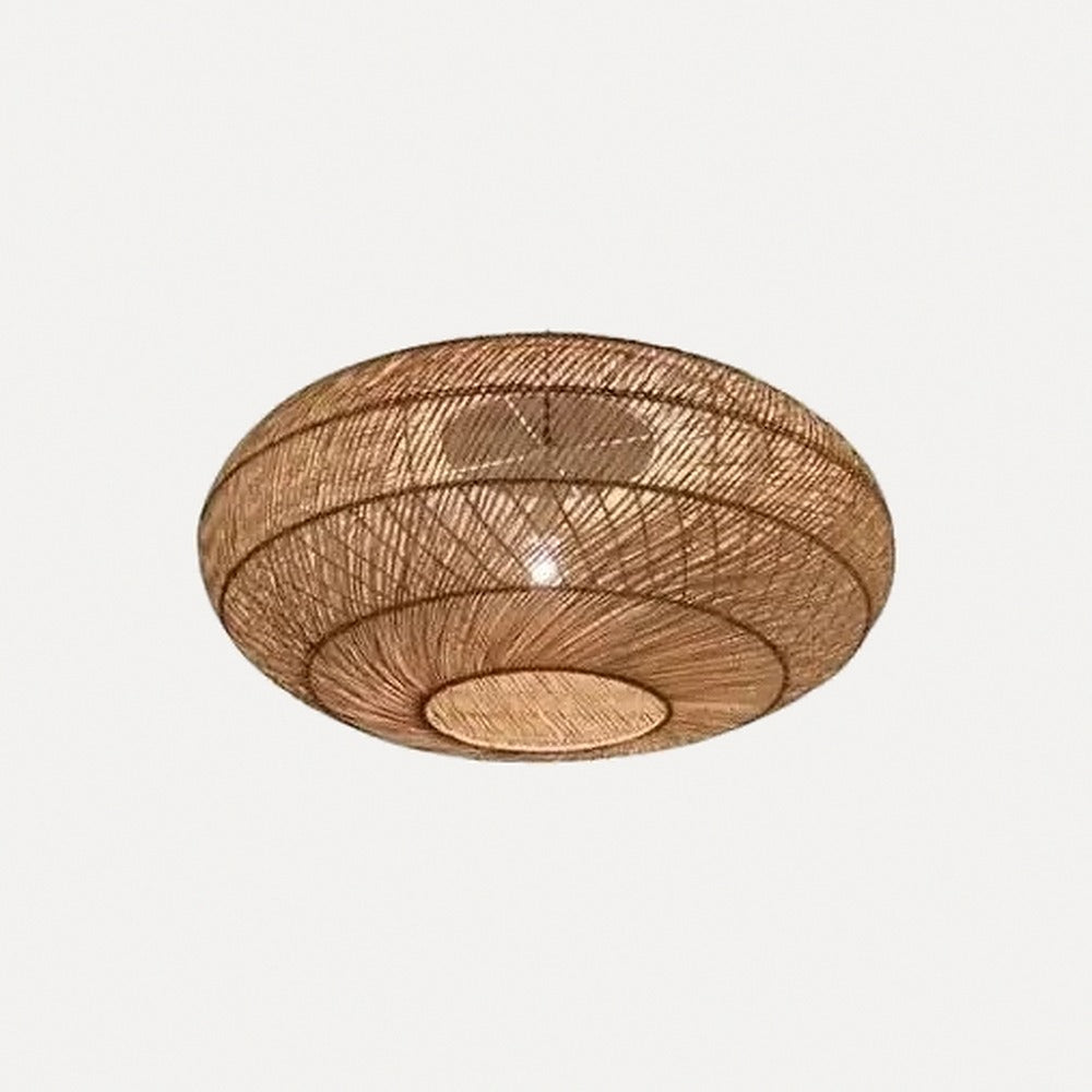 Suspension cocon en rotin tressé japonaise – Nikko, finition soucoupe Ø 60 cm / Blanc chaud 3000 K