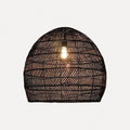 Suspension cocon en rotin tressé japonaise – Nikko, finition cloche noire Ø 35 cm / Blanc chaud 3000 K