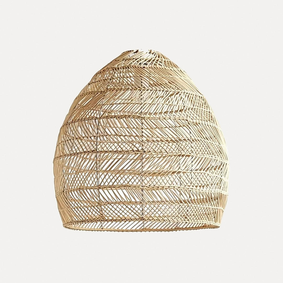 Suspension cocon en rotin tressé japonaise – Nikko, finition cloche naturelle Ø 60 cm / Blanc chaud 3000 K