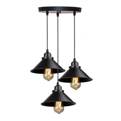 Trois lumières en grappe, douilles noires