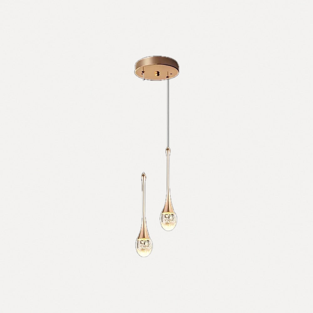 Suspension goutte LED dorée à bulles – Odéon, sur fond blanc