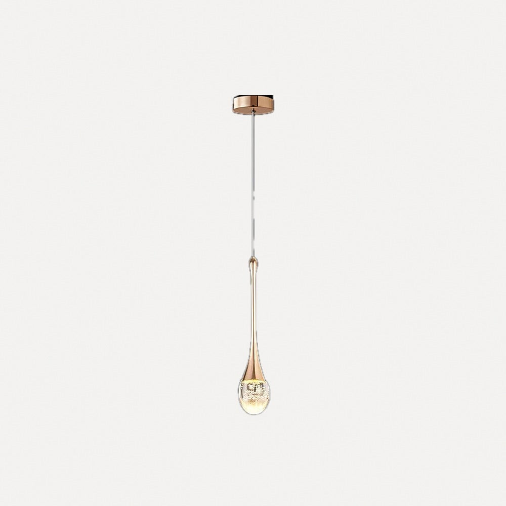 Suspension goutte LED dorée à bulles – Odéon, finition 1 goutte / Blanc chaud