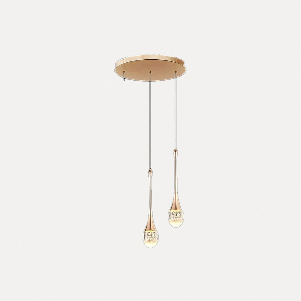 Suspension goutte LED dorée à bulles – Odéon, finition 3 gouttes / Blanc chaud