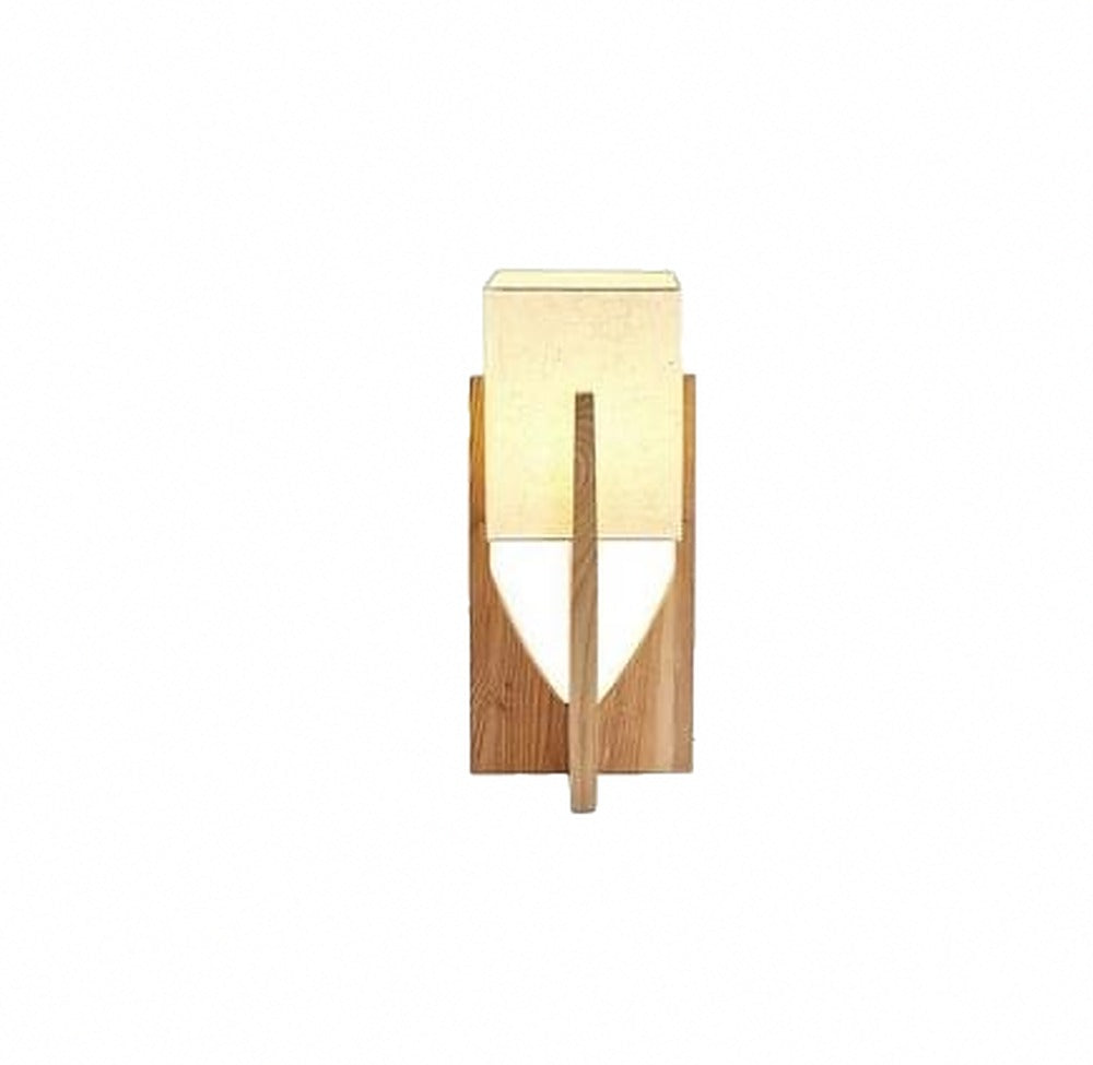 Lampadaire lanterne japonaise en bois massif – Ogimachi, finition bois clair, H 53 cm