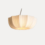 Suspension en tissu plissé et chaîne, style wabi-sabi – Ohara, finition ø 40 cm
