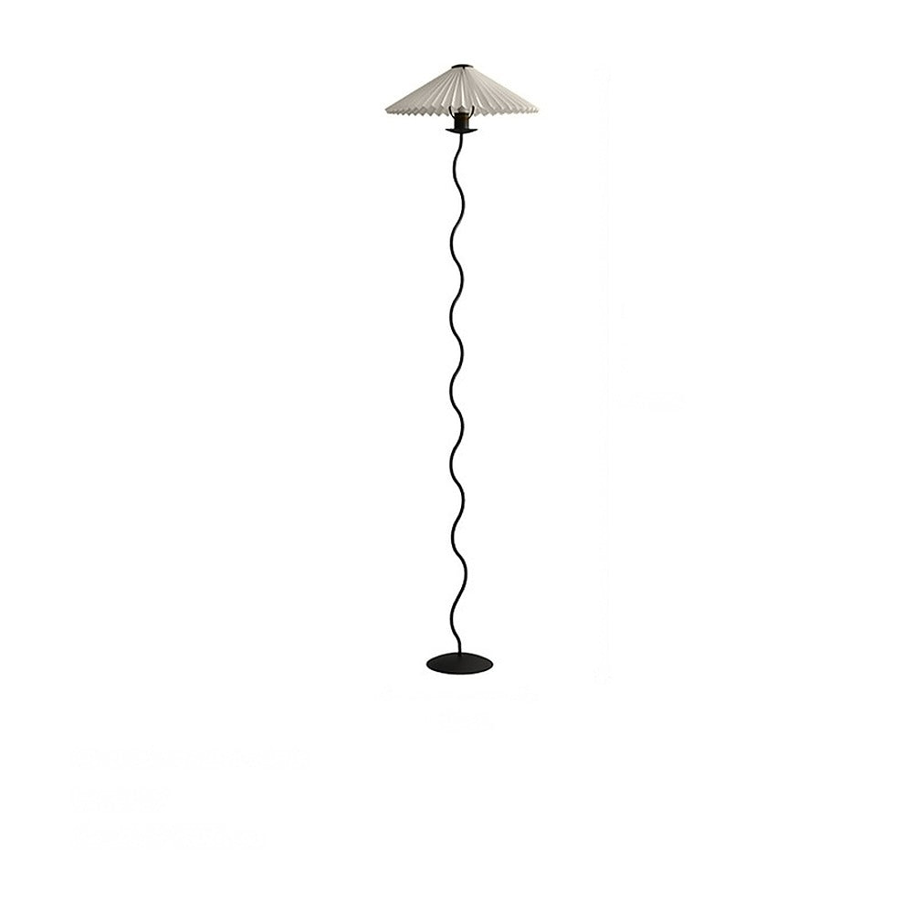 Lampadaire abat-jour plissé, blanc, vert ou beige – Onomichi, finition blanc